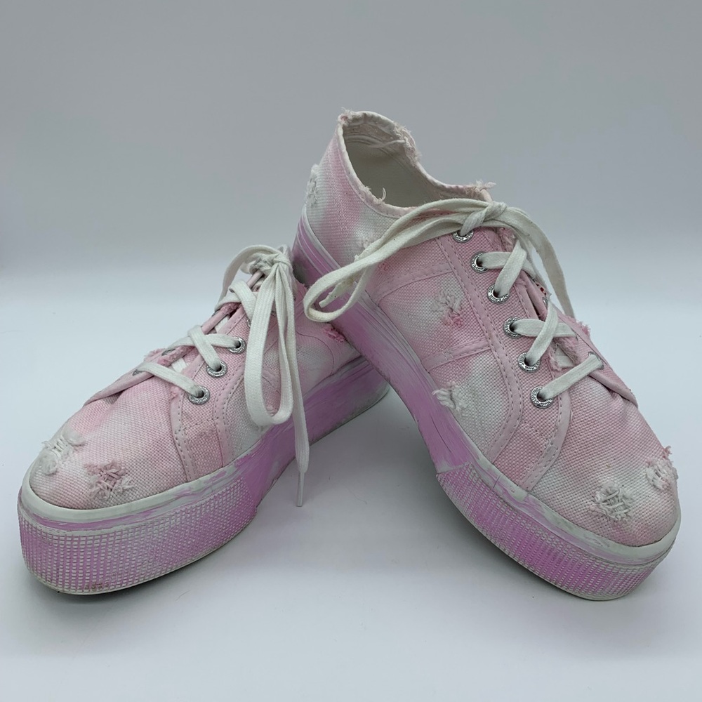Superga pink and white platform canvas sneakers size 39 1/2 US size 9